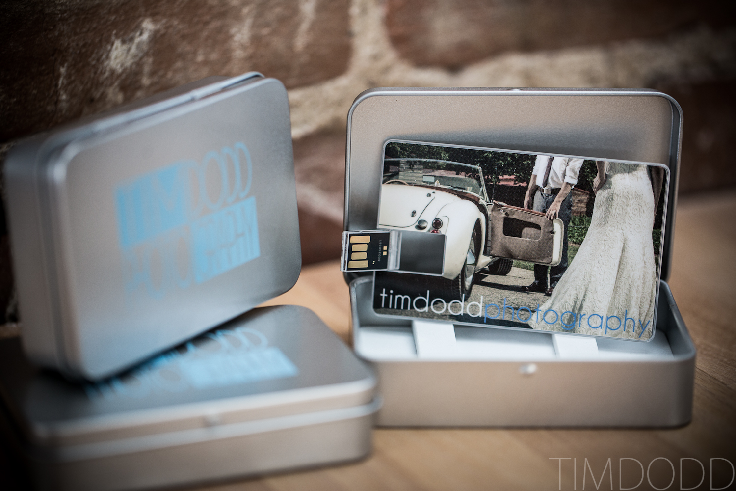 Tim Dodd Photography Cedar Falls Waterloo Iowa unique custom flash drive USB business card design delivery client wedding photographer tin case